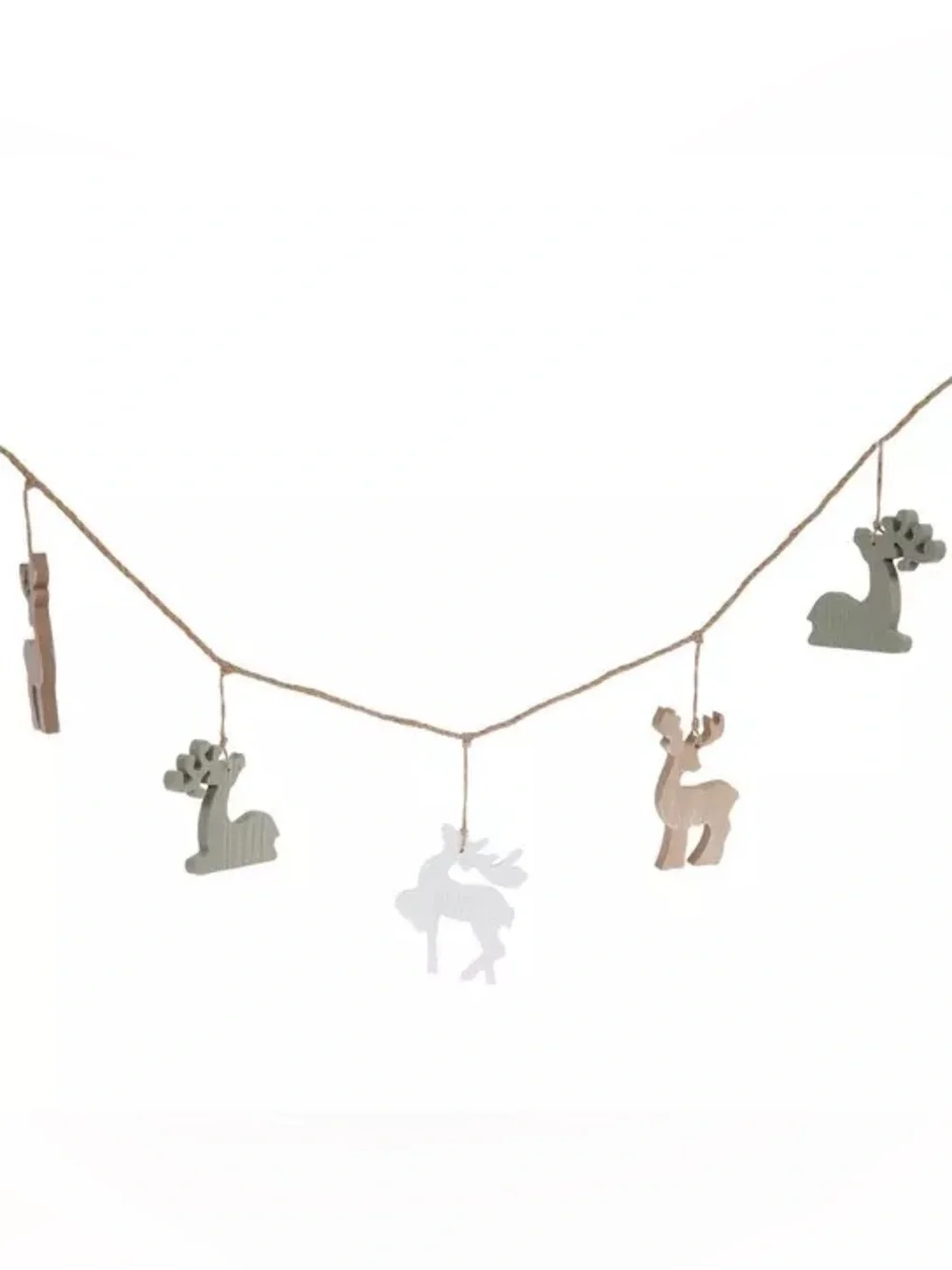 (2) Beige, White & Sage Reindeer Garland